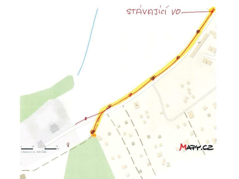 mapa s umístěním lamp veřejného osvětlení